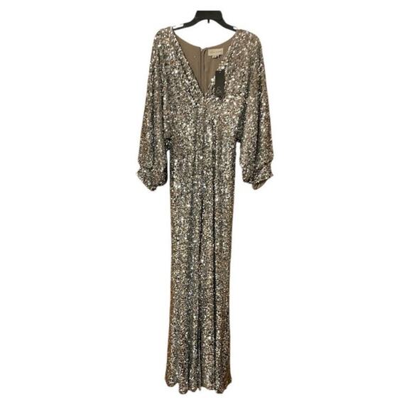 Sachin + Babi Size 8 NEW Womens Sequin Gabby Glitter Long Sleeve V Neck Gown NWT - Picture 5 of 9